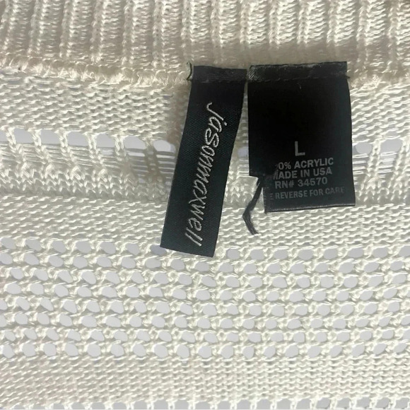 Jason Maxwell Open Knit Cardigan Size L - Ivory, Short Sleeve - Picture 2 of 4